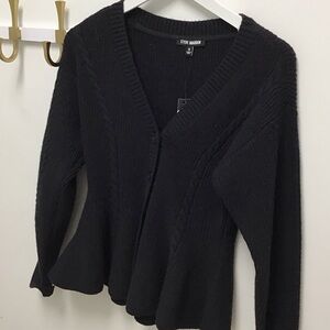 Steve Madden Women's Courtney Black V-Neck Sweater